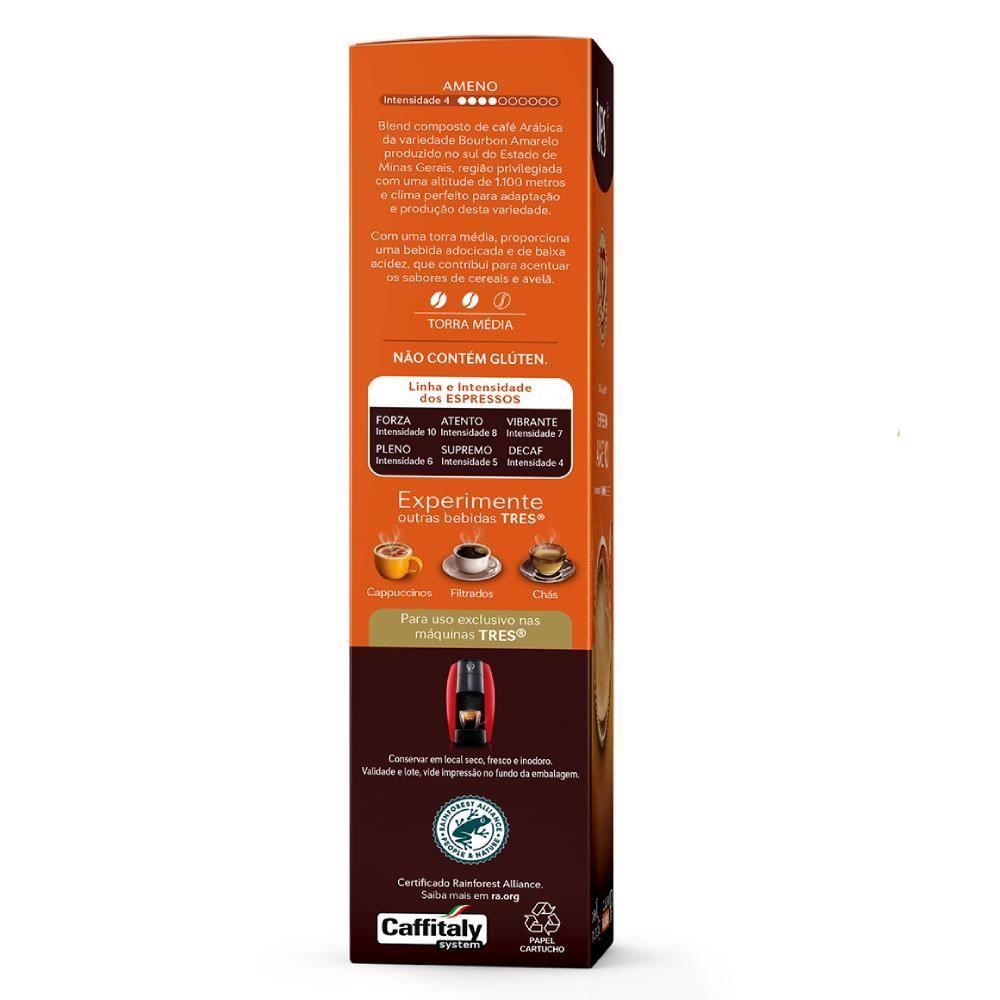 Cápsulas De Café Espresso Ameno 80G Tres 3 Corações - 10 Cápsulas