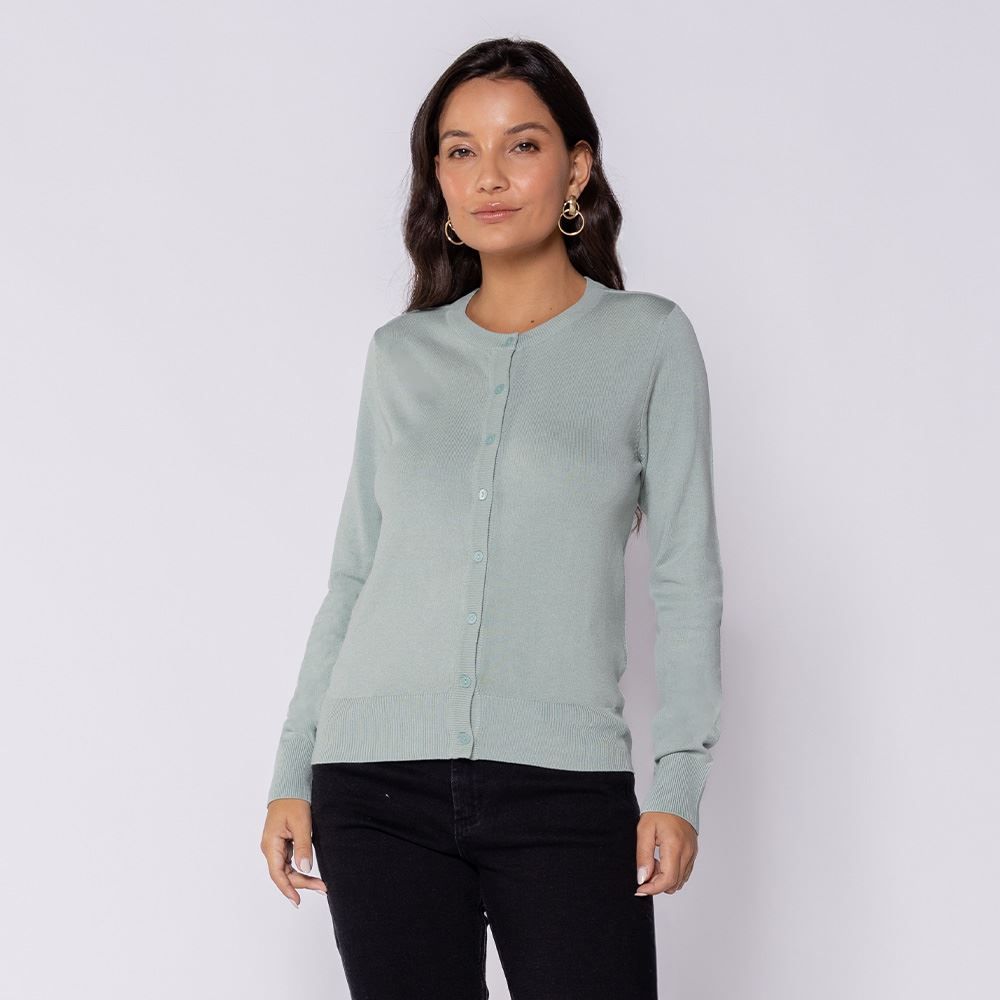 Cardigan Feminino De Tricot Decote Redondo Patricia Foster