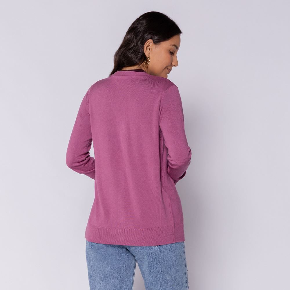 Cardigan Feminino De Tricot Decote V Patricia Foster