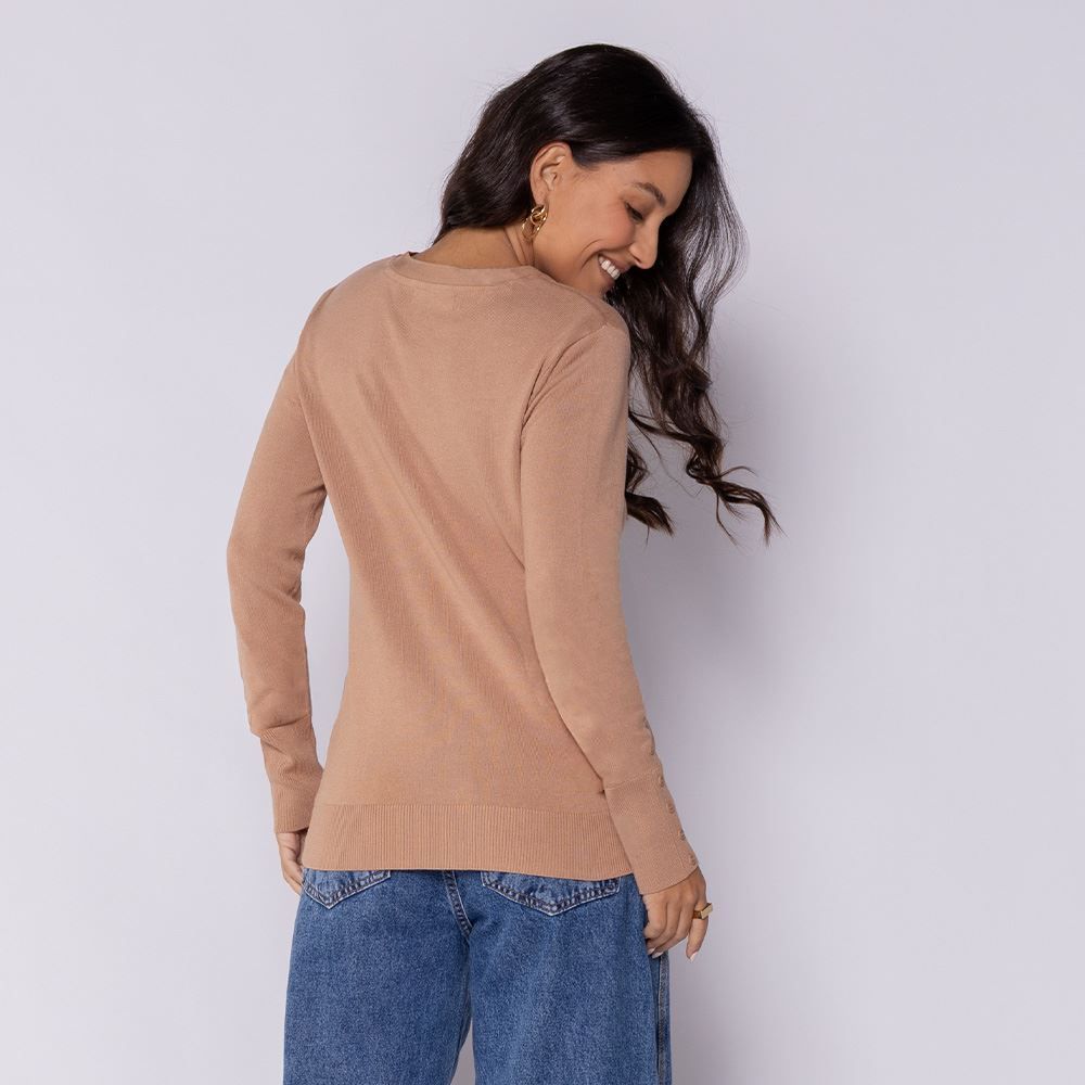 Cardigan Feminino De Tricot Decote V Patricia Foster