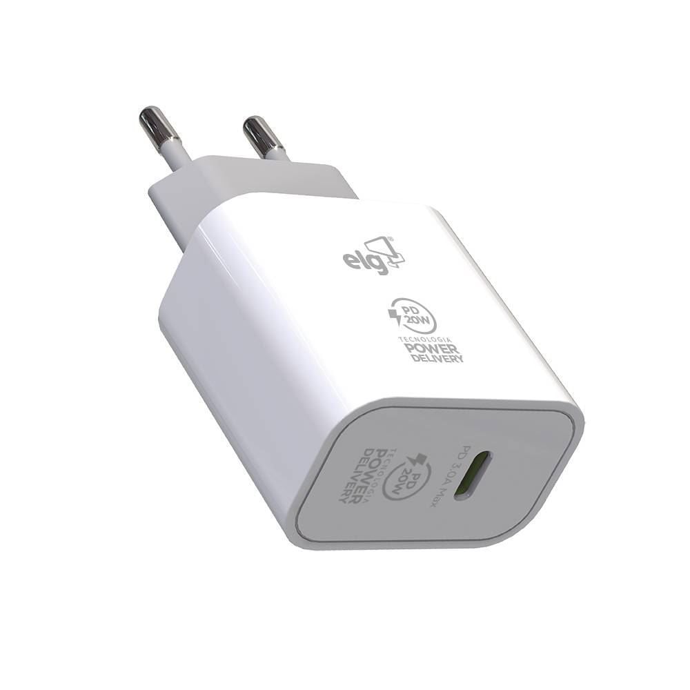 Carregador De Parede Elg 3A Power Delivery Tipo C 20W Wcpd - Bivolt