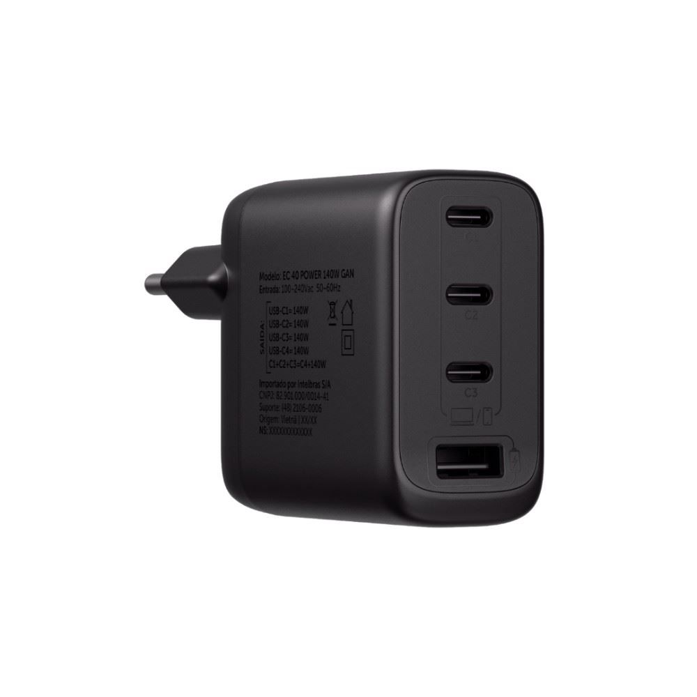 Fonte Carregadora Usb Intelbras Ec 31 Power 100W Gan