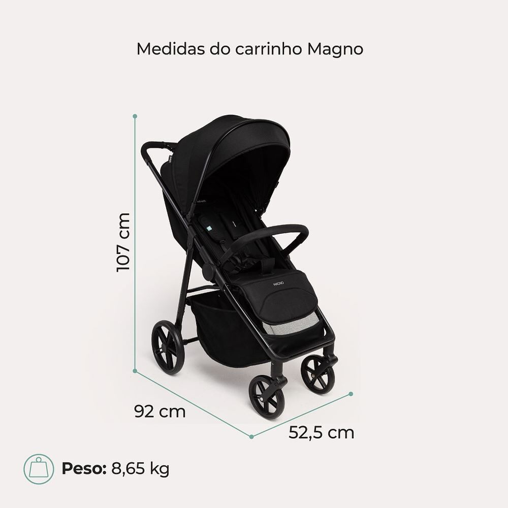 Carrinho de Bebê Magno 0 Meses a 22 kg Infanti - Preto