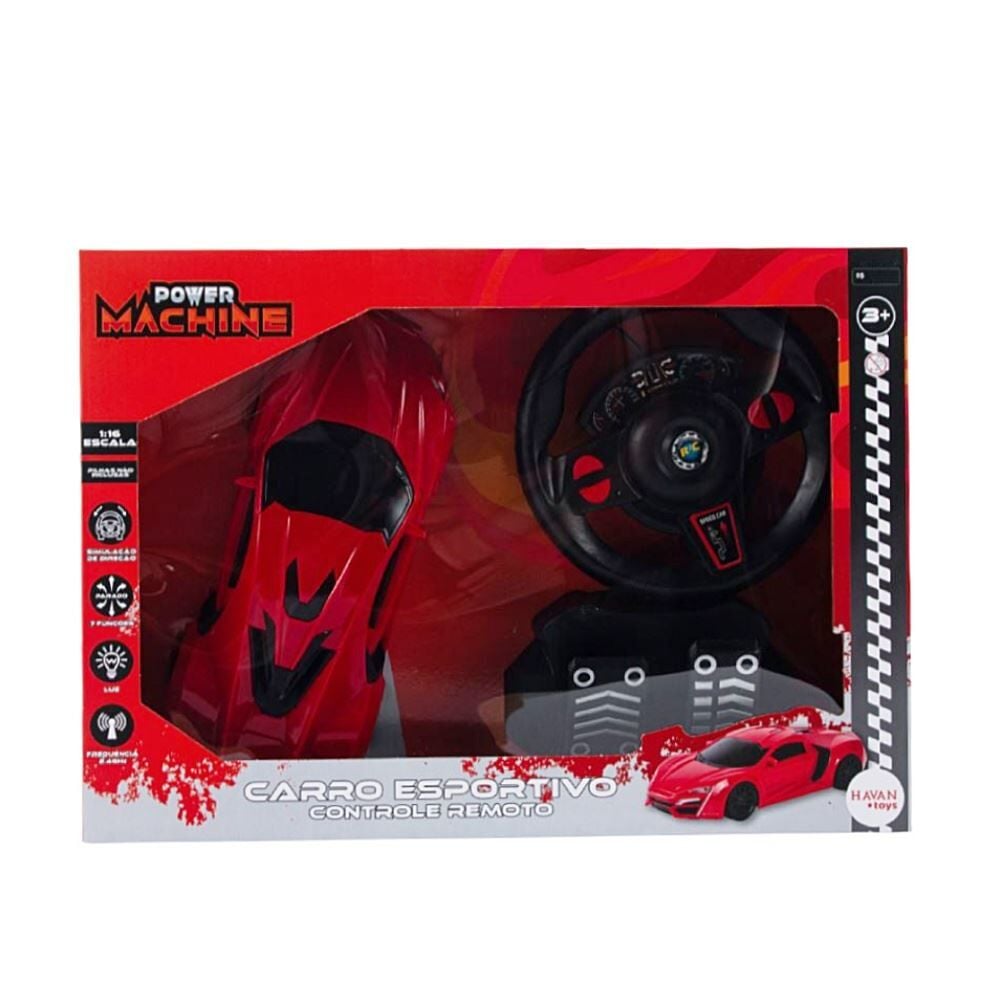 Carro Esportivo com Controle Remoto e Pedal Havan Toys - Vermelho