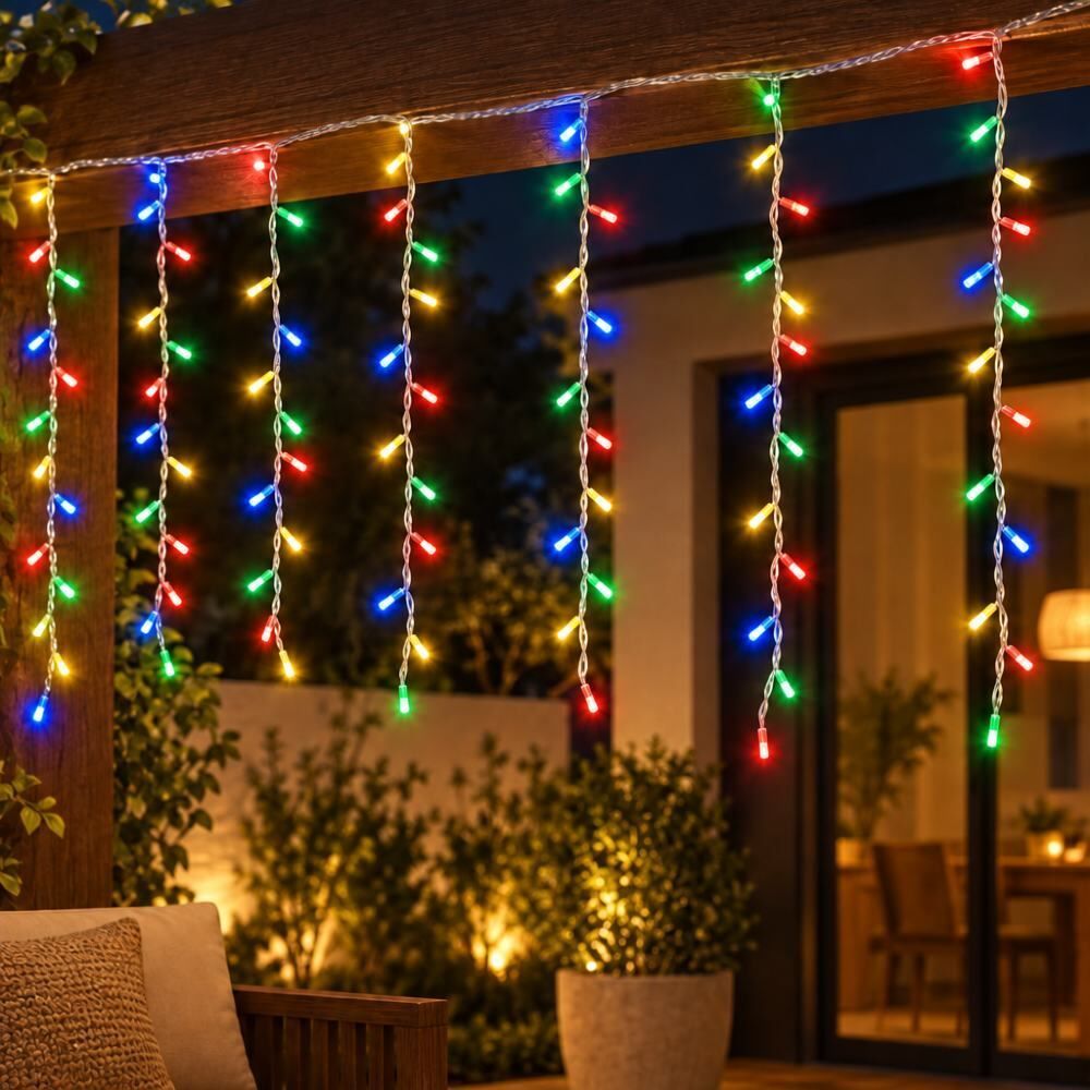 Cascata Chuvisco Colorido 300Leds Uso Externo Bivolt Florarte - Colorido