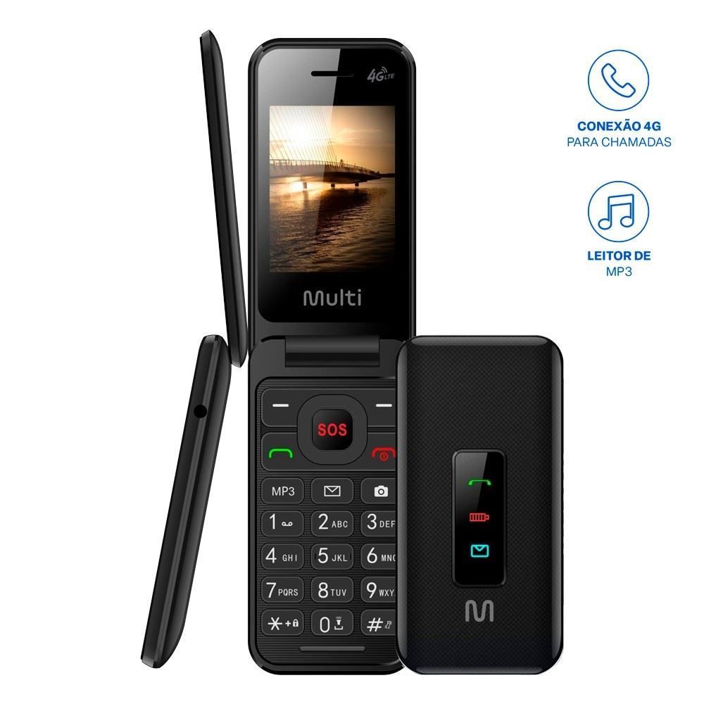 Celular Flip Vita Multi 4G Dual Chip Preto