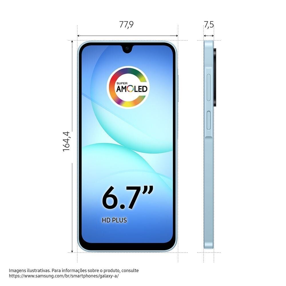 Celular Samsung Galaxy A17 128Gb 4Gb Ram 50Mp Tela 6.7" Ip54 - Azul
