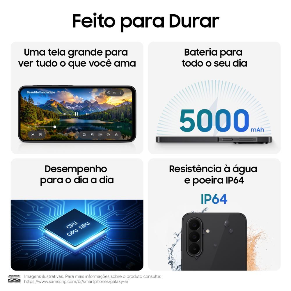 Celular Samsung Galaxy A27 5G 256Gb 8Gb Ram Câmera 50Mp Recursos Ai - AZUL