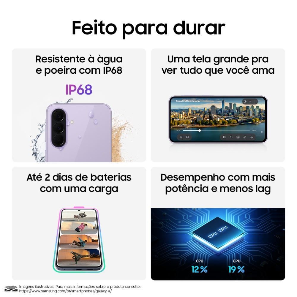 Celular Samsung Galaxy A37 5G 256Gb 8Gb Ram Câmera 50Mp Recursos Ai - Preto