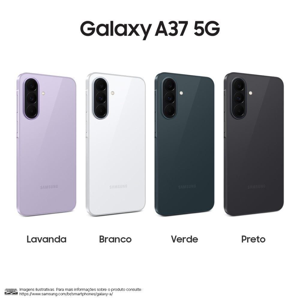 Celular Samsung Galaxy A37 5G 256Gb 8Gb Ram Câmera 50Mp Recursos Ai - Lavanda