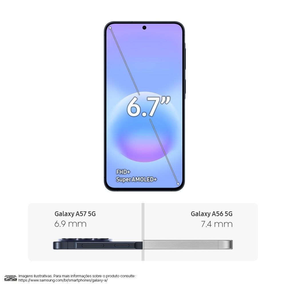 Celular Samsung Galaxy A57 5G 256Gb 8Gb Ram Recursos Ai Câmera 50Mp - Azul Escuro