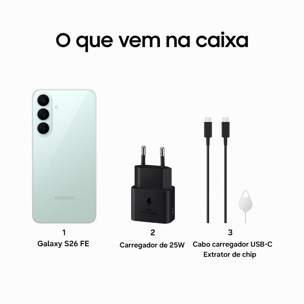 Celular Samsung Galaxy S26 Fe 5G 128Gb 8Gb Câmera Tripla - VERDE PISTACHE