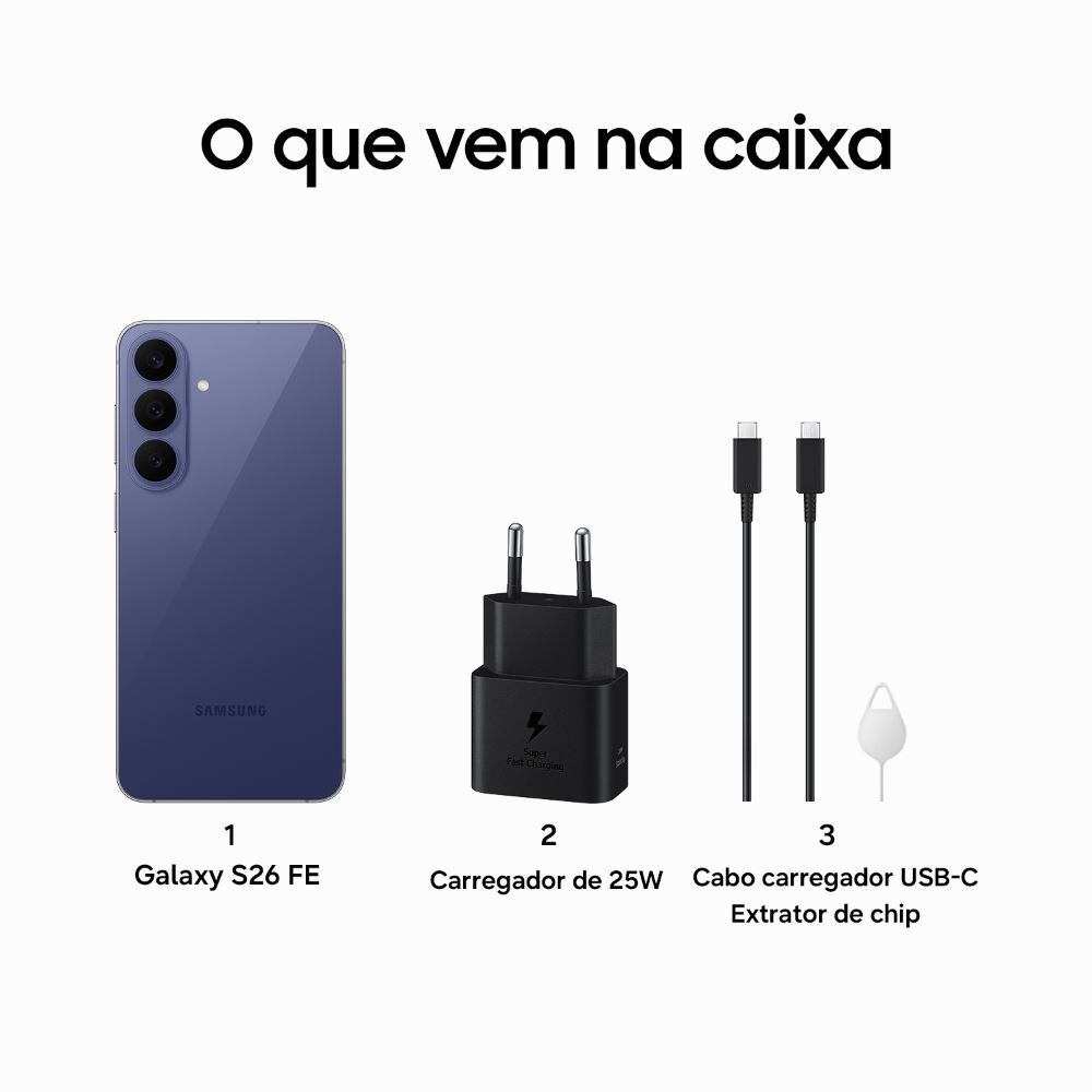 Celular Samsung Galaxy S26 Fe 5G 128Gb 8Gb Câmera Tripla - AZUL COBALTO