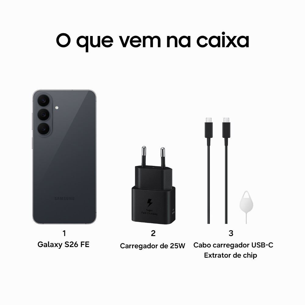 Celular Samsung Galaxy S26 Fe 5G 128Gb 8Gb Câmera Tripla - Grafite