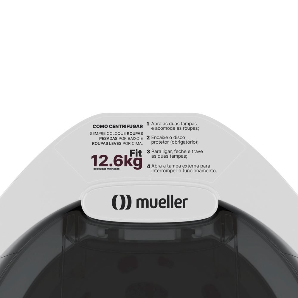 Centrífuga de Roupas Mueller Fit Branco 12,6 Kg Roupa Molhada