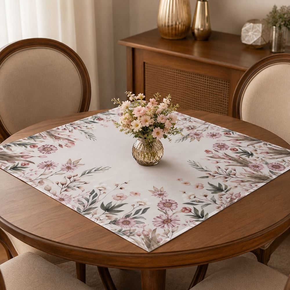 Centro de Mesa 78X78 cm Clean Renova Dohler - Flores Salmão