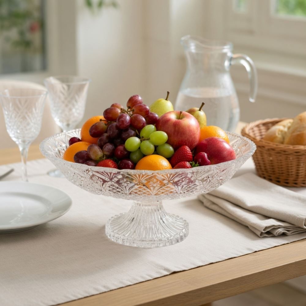 Centro de Mesa Clear com Pé Toffee 30Cm em Casa Tem Glass - Inga