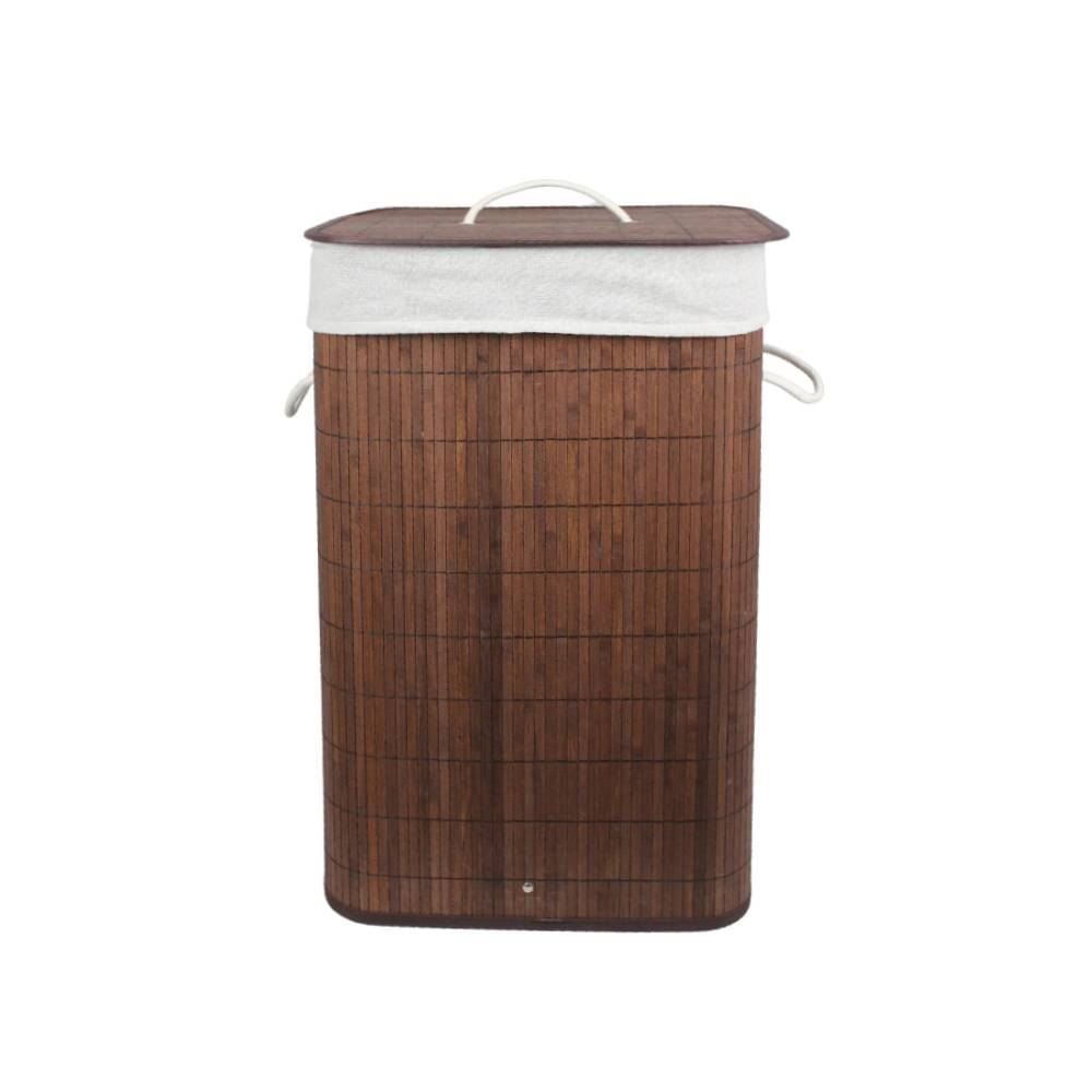 Cesto De Roupas Bambu Com Tampa 65 Litros Conthey - Marrom