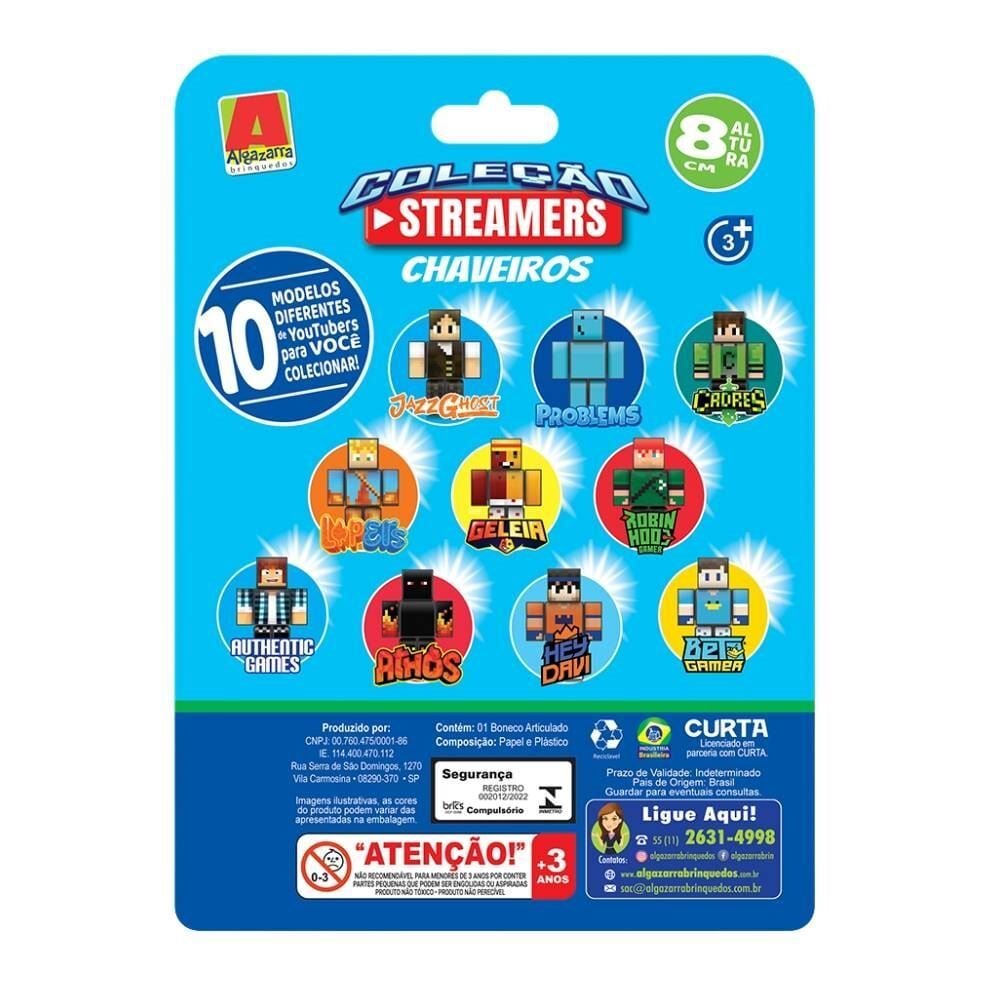 Boneco Chaveiro Streamers 8Cm Algazarra Brinquedos - Sortido