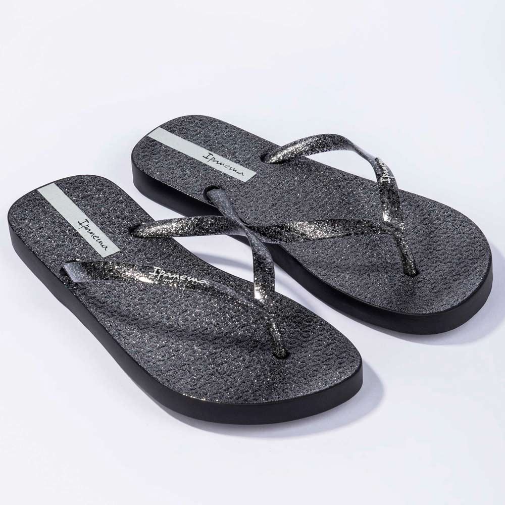 Chinelo Feminino Glitter Ipanema - PRETO/PRETO GLITTER PRATA 39.40