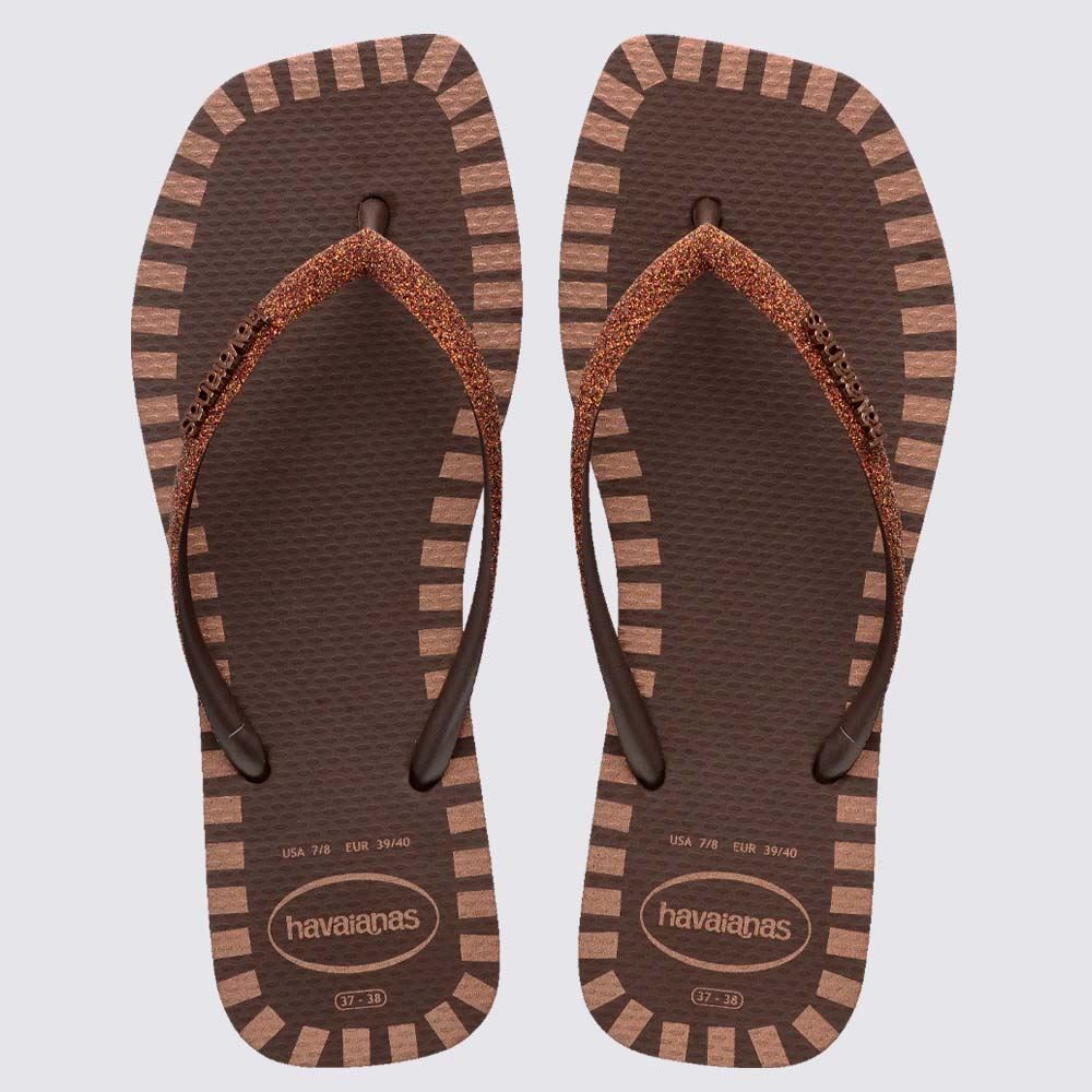 Chinelo Havaianas Feminino Square Glitter Contour Slim