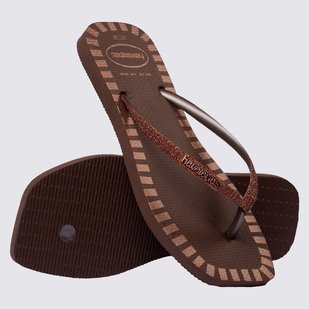 Chinelo Havaianas Feminino Square Glitter Contour Slim