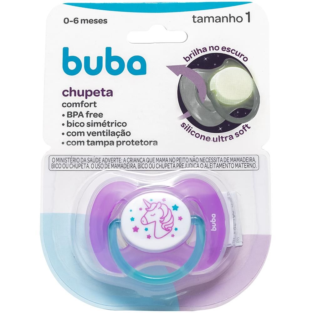 Chupeta Buba Comfort Tam.1 Noturna Buba +0M - UNICORNIO
