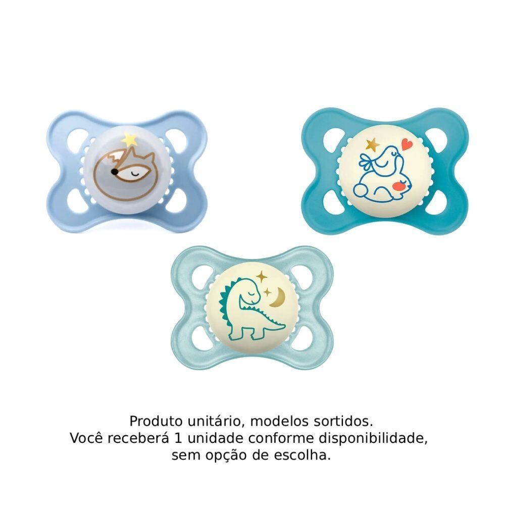 Chupeta com Bico de Silicone Noite Mam 0 a 6 Meses - Azul