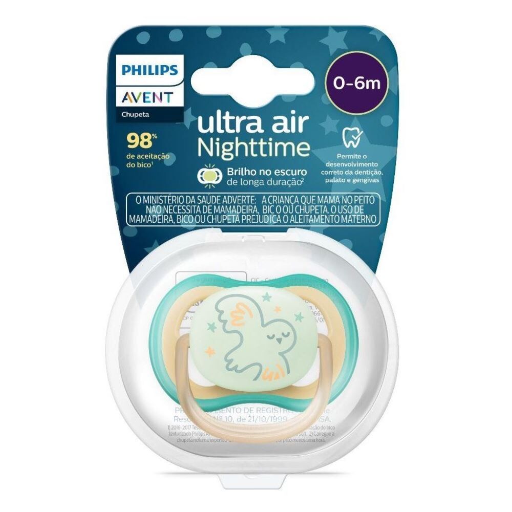 Chupeta Ultra Air Noturna Decorada 0 a 6 Meses Philips Avent - Verde