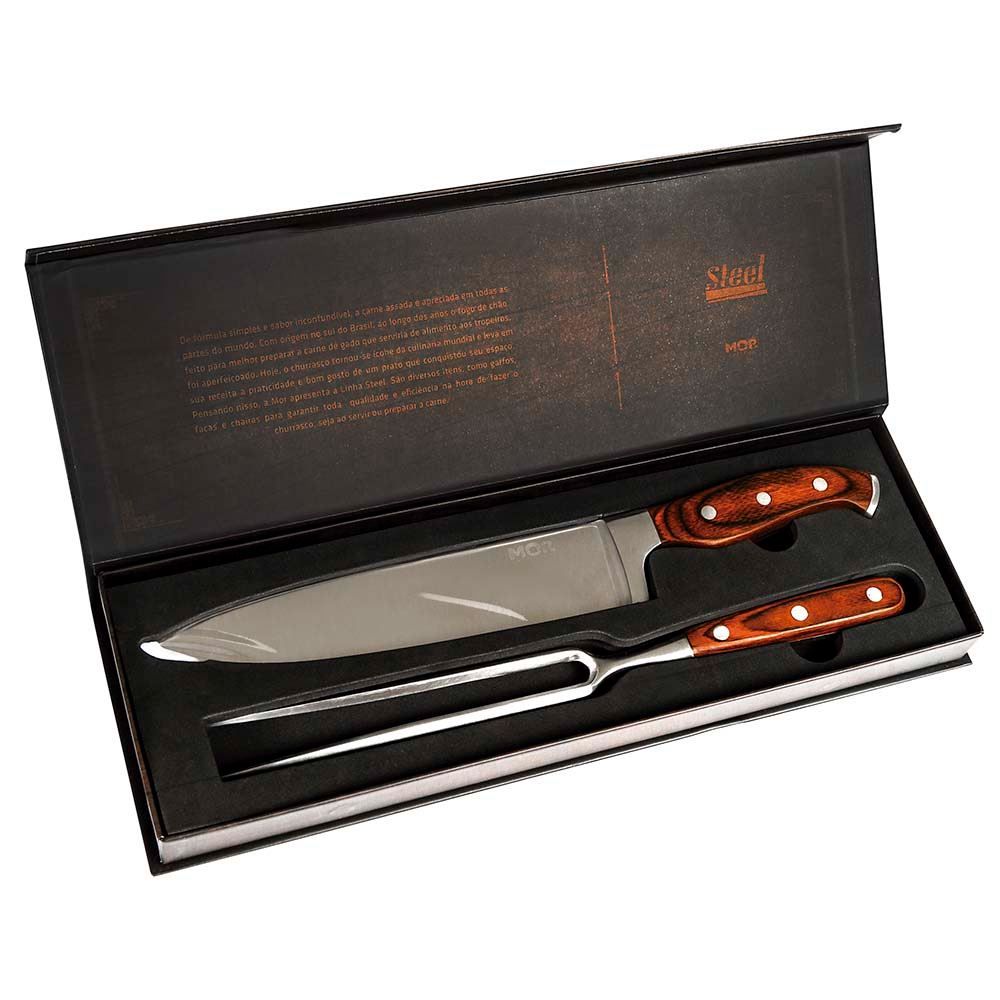 Cj Faca 8 Garfo Steel 2Pcs Mor