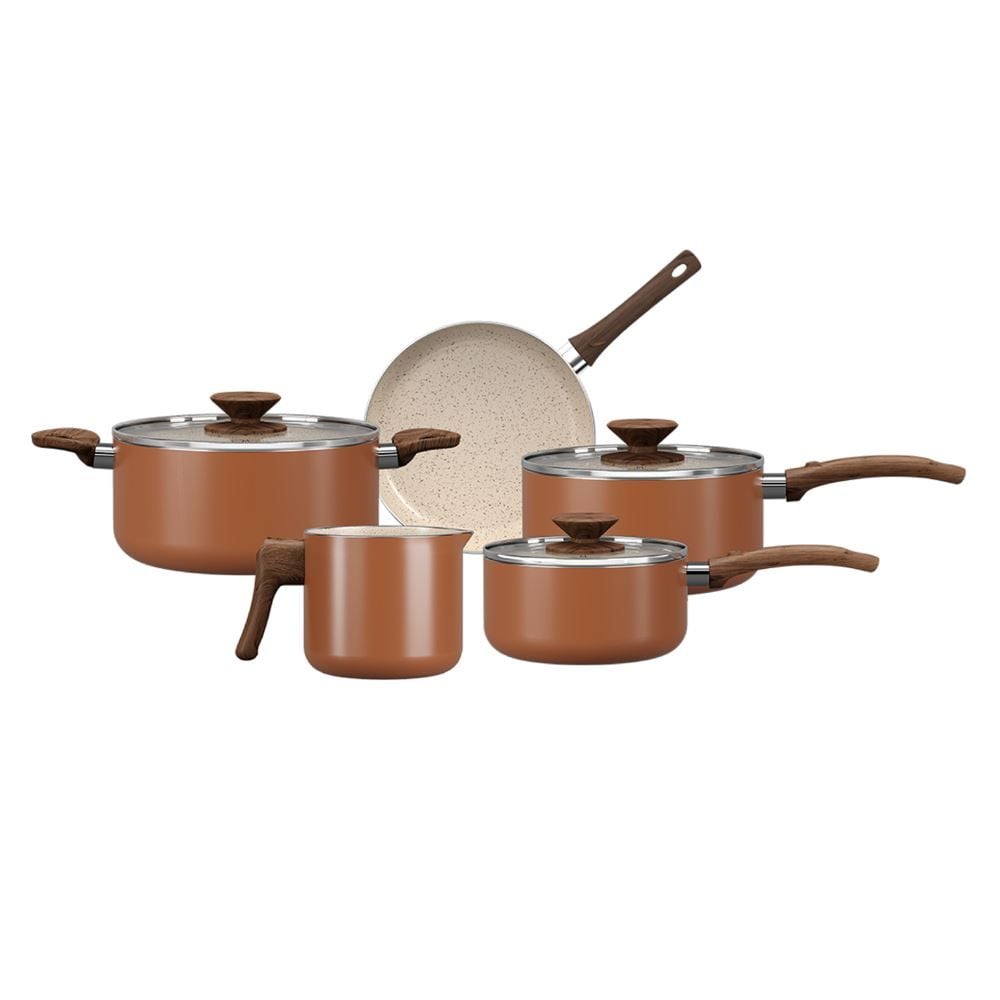Cj Panelas Ceramic Life Primea Cappuccino 5 Peças - CAPPUCCINO