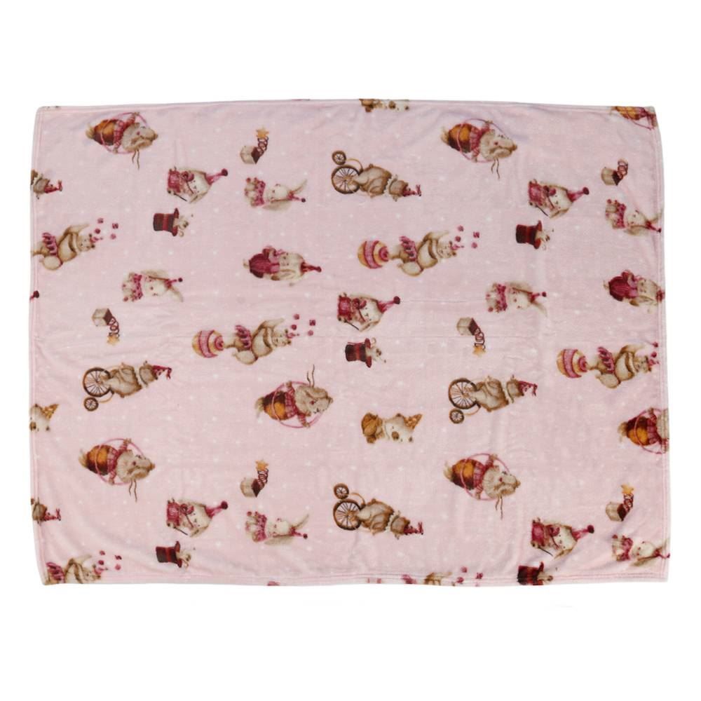 Cobertor Baby Flannel Camesa 100% Poliéster - Circo Rosa
