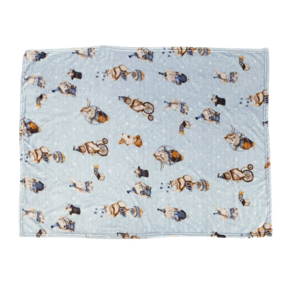 Cobertor Baby Flannel Camesa 100% Poliéster - Circo Azul