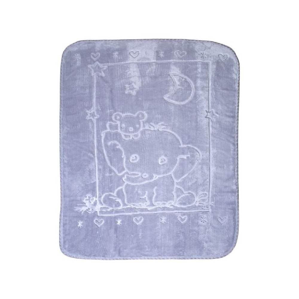 Cobertor De Bebê 100% Poliéster Alto Relevo Yoyo - Elefante Cinza
