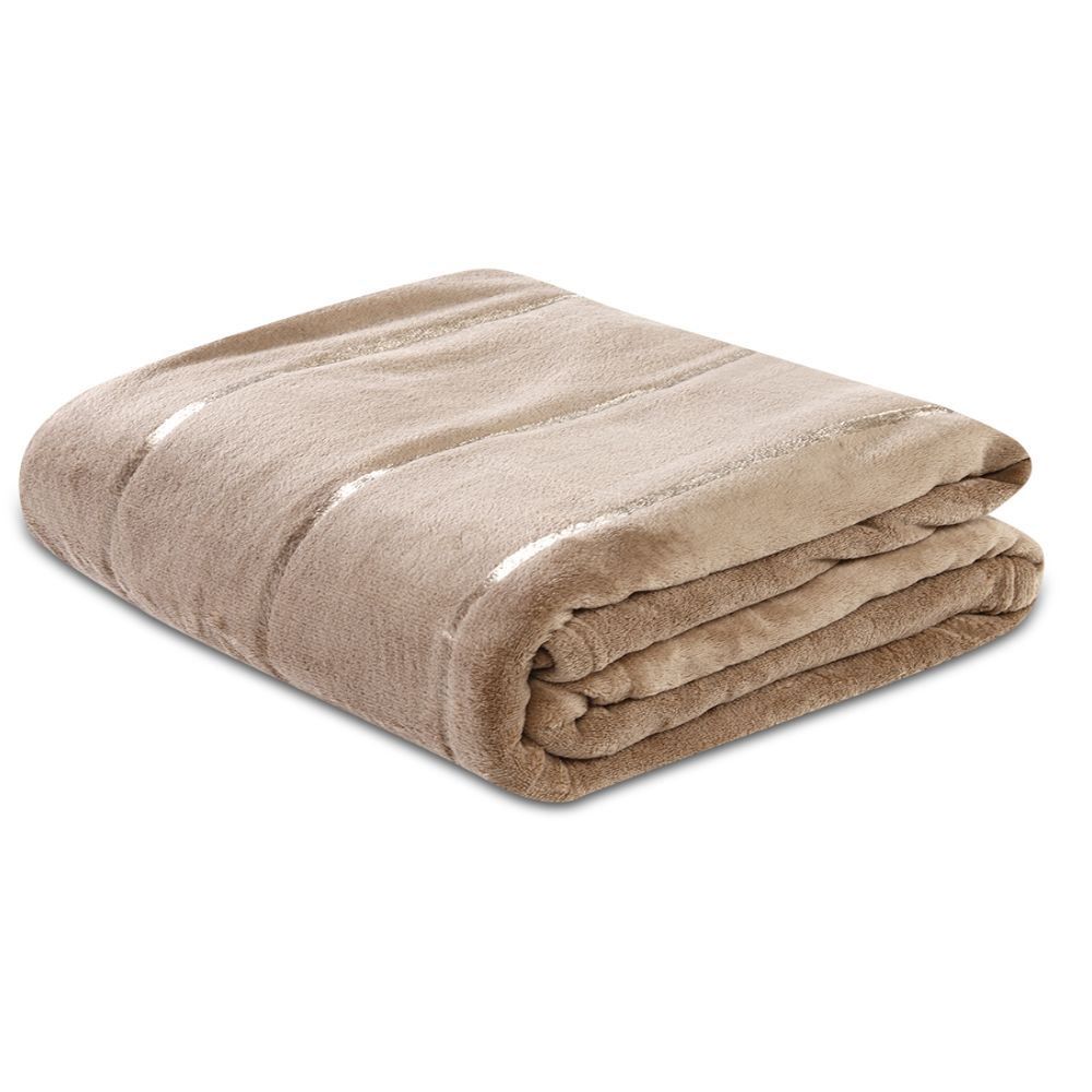 Cobertor Casal 100% Poliéster Elegance Stripe Havan Casa - Bege