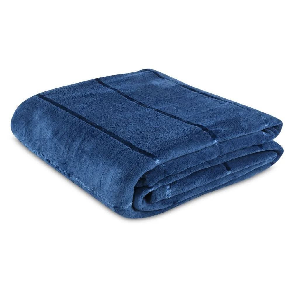 Cobertor Casal 100% Poliéster Elegance Stripe Havan Casa - Azul Oceânico