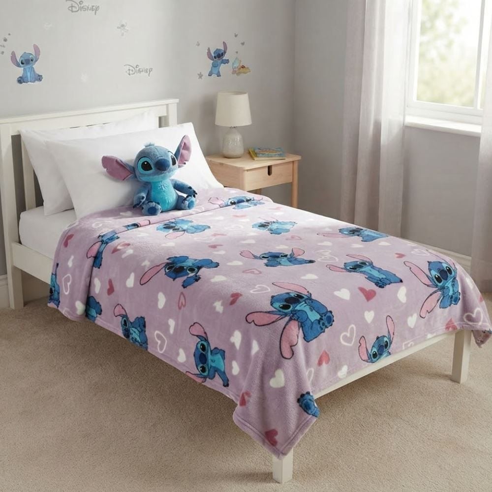 Cobertor Infantil Solteiro Estampado Disney - Stitch Angel Coração