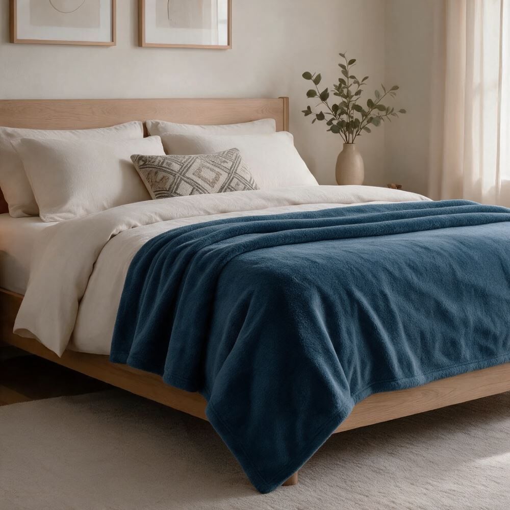 Cobertor Paris Solteiro Comfort 1,50X2,20M Havan Casa - Azul Médio