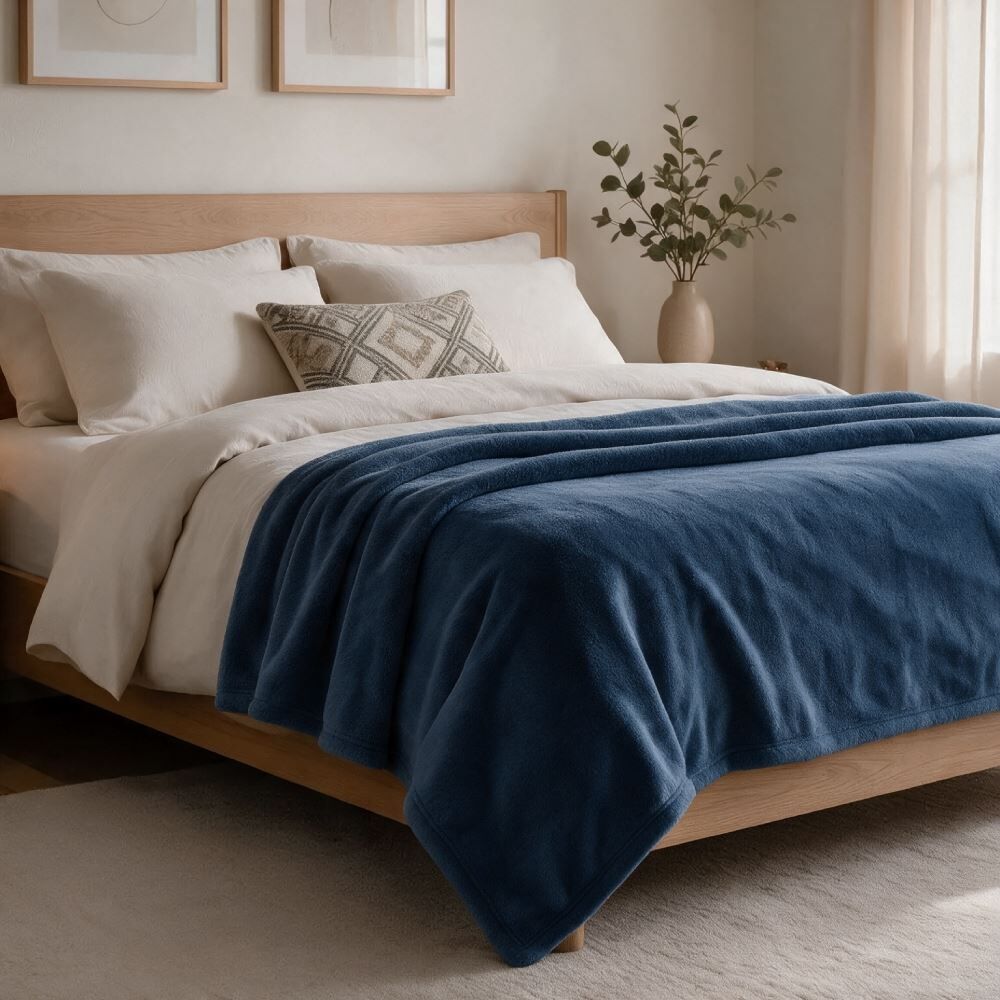 Cobertor Paris Solteiro Comfort 1,50X2,20M Havan Casa - Azul Náutico