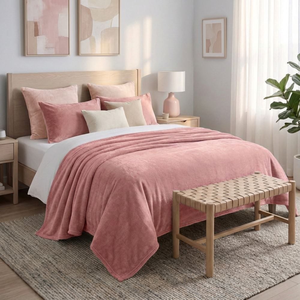 Cobertor Queen Liso 100% Poliéster Premier Havan Casa - Rosa