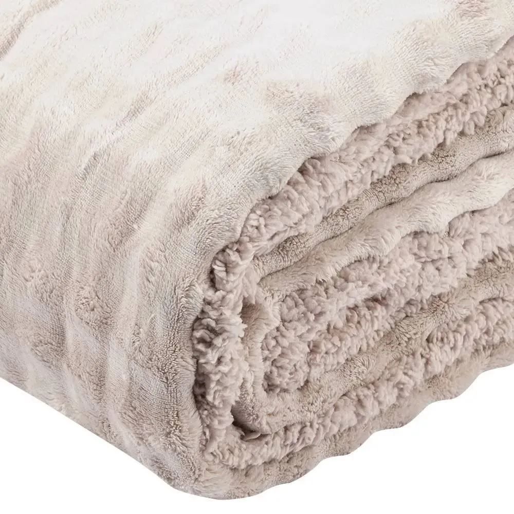 Cobertor Requinte Queen Sherpa Havan Casa - Bege