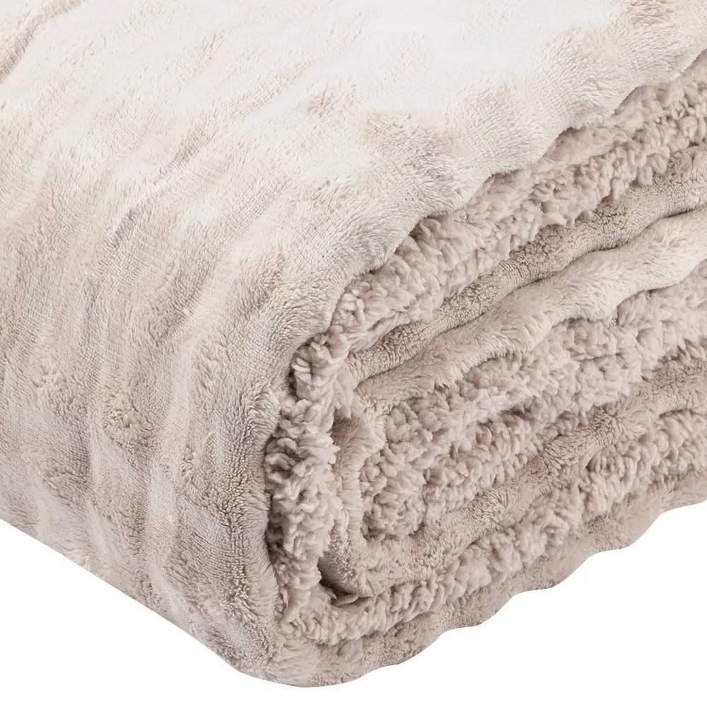 Cobertor Requinte Sherpa Color Queen Havan Casa - Bege