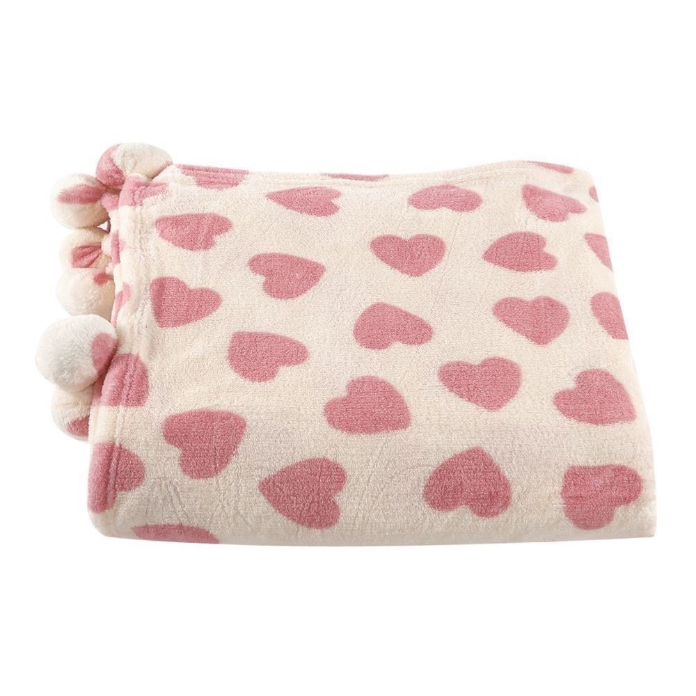 Cobertor Solteiro Infantil Pompom Havan Kids - Coração Rosa
