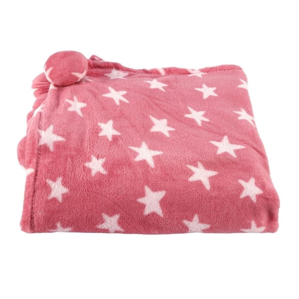 Cobertor Solteiro Infantil Pompom Havan Kids - Rosa Estrela