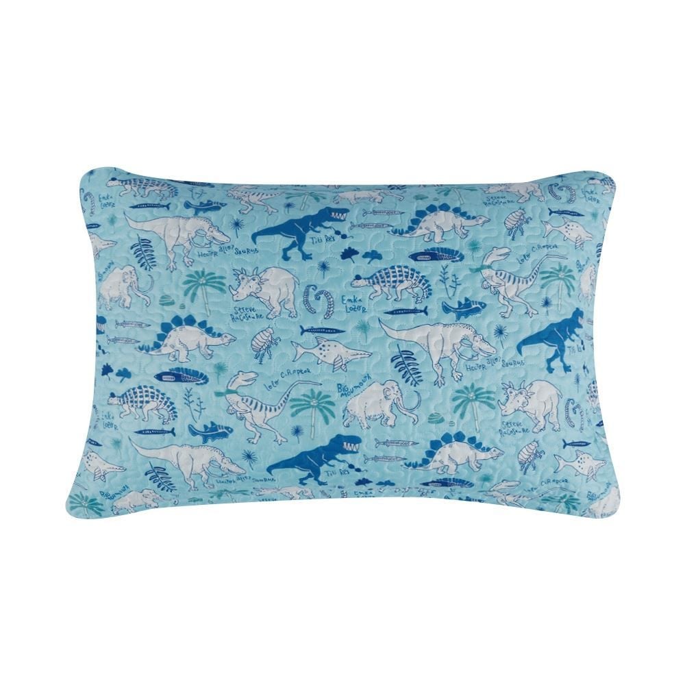 Kit Colcha Solteiro Dupla Face Matelado Havan Kids 2 pçs - Dino Happy Turquesa