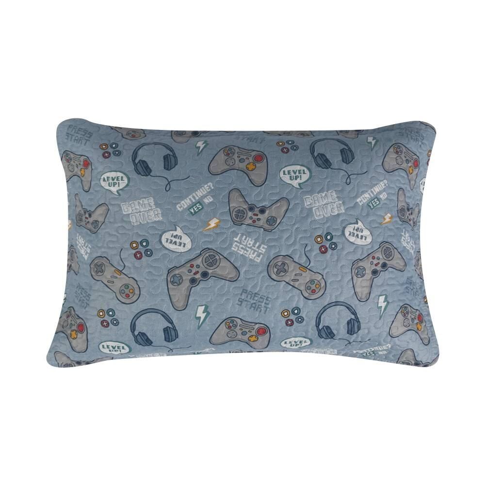 Kit Colcha Solteiro Dupla Face Matelado Havan Kids 2 pçs - New Game Azul