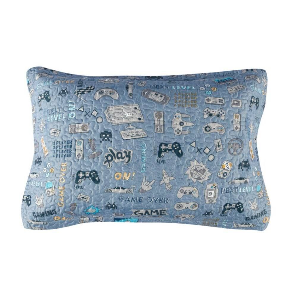 Kit Colcha Solteiro Dupla Face Matelado Havan Kids 2 pçs - Gaming Azul