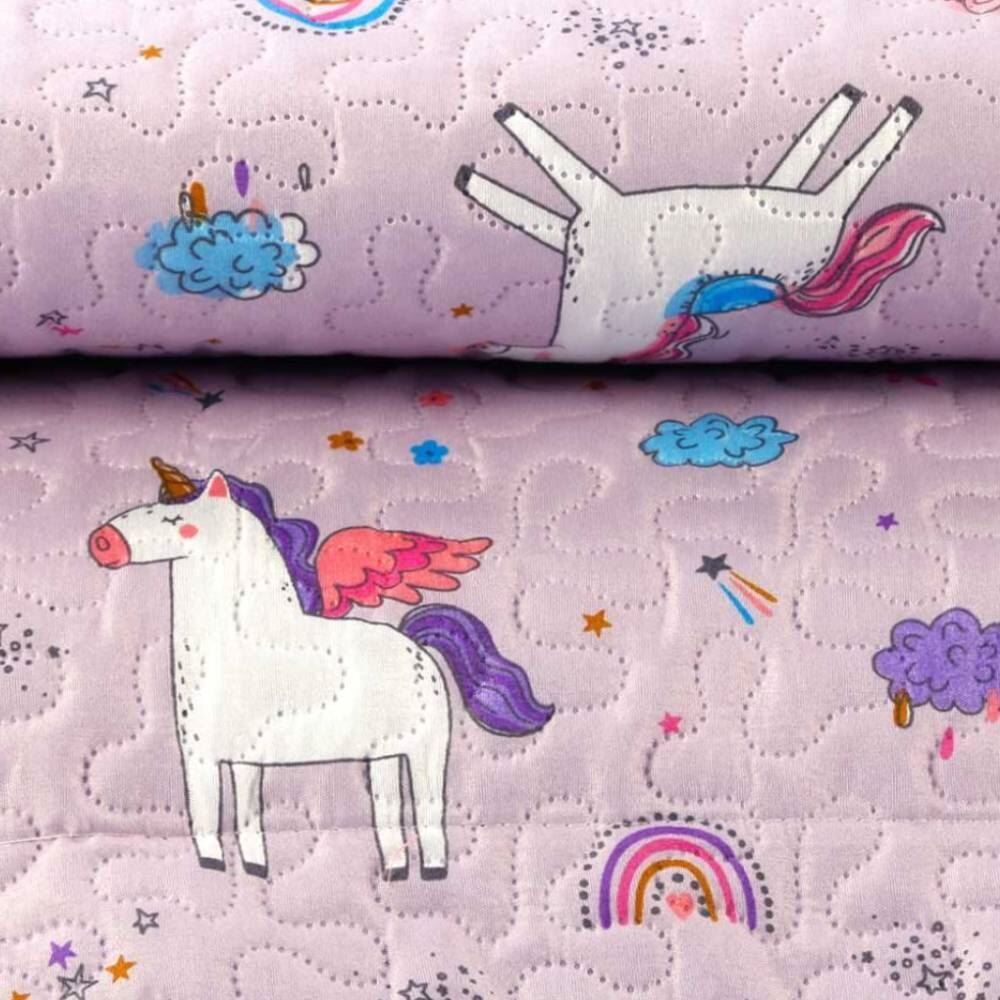 Kit Colcha Solteiro Dupla Face Matelado Havan Kids 2 pçs - Unicórnio Lilás