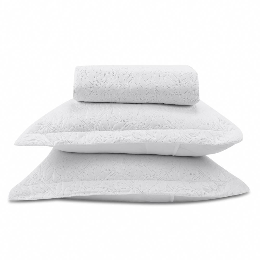 Kit Colcha Casal 100% Poliéster Lisa Versalhes Havan Casa 3 Pçs - Branco