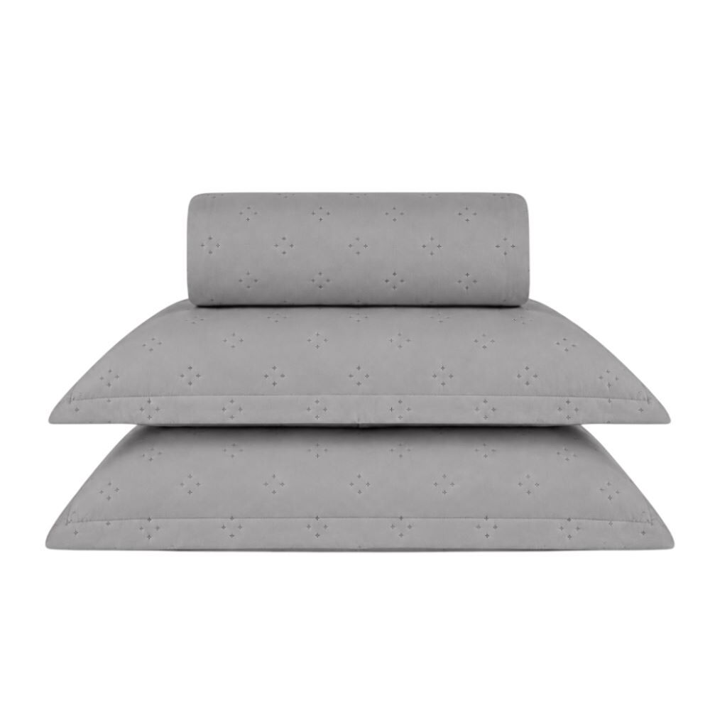 Kit Colcha King Lisa Elegance 3Pçs Havan Casa - Cinza